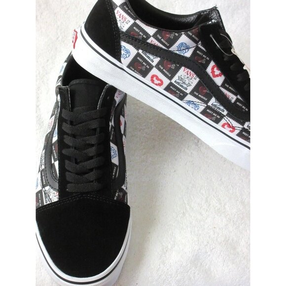 Vans Men's Old Skool Love Letters Black True White Canvas Suede shoes Sizes NIB - Picture 4 of 5